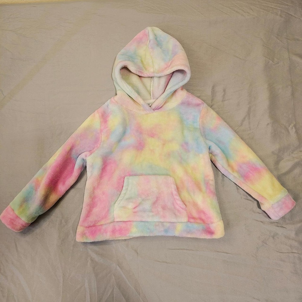HM Kids Pastel Tie Dye Fleece Hoodie Size 5T 6 Multi Color Sweatshirt